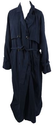 Dámský tmavomodrý dlouhý kabát s páskem Vero Moda