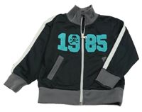 Čierno-sivá prepínaci mikina s číslami a lebkou H&M