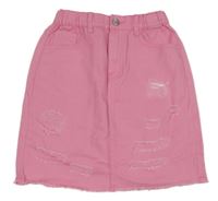 Ružová rifľová sukňa s vyšúchaním Shein