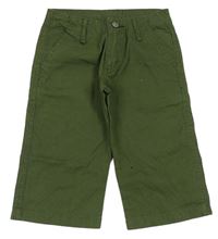 Zelené plátěné 3/4 kalhoty