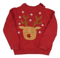 Červený sveter s sobom Mothercare