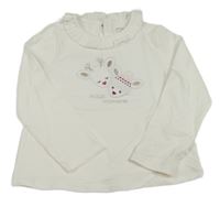 Bílé triko se soby a límečkem