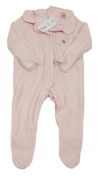 Nové- Světlerůžový sametový overal s kytičkami F&F