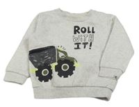 Sivá melírovaná mikina s autom F&F