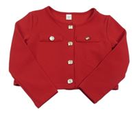 Červený crop kabátek s gombíky Shein