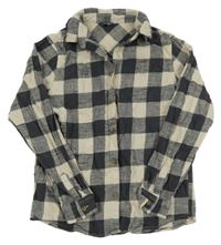 Tmavošedo-smotanová kockovaná flanelová košeľa Primark
