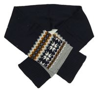 Tmavomodro-šedá šála se vzorem 