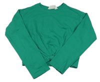 Zelená ľahká crop mikina a uzlom H&M
