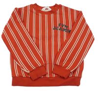 Červeno-biela pruhovaná mikina s nápisom H&M