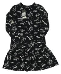 Nové - Černé bavlněné šaty s nápisy George