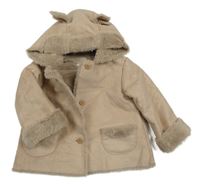 Pudrový semišový zateplený kabátek s kapucňou Zara