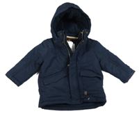 Nové - Tmavomodrá šušťáková zimná bunda s kapucňou Topomini