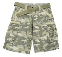 Army plátenné cargo kraťasy s opaskom