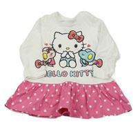 Bielo-ružové bavlnené šaty s Kitty
