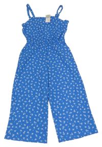 Nové - Modrý kvetovaný culottes overal PRIMARK