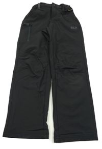 Černé sofsthellové kalhoty s logem Jack Wolfskin 