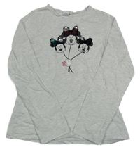 Světlešedé triko s Minnie a flitry Disney