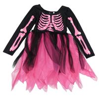 Kostým - Černo-růžové šaty s tylovou sukní - kostlivec H&m