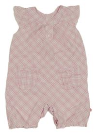 Světlerůžovo-bílý koárovaný kraťasový overal Mothercare