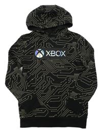 Černo-hnědá vzorovaná mikina s kapucí - X-BOX