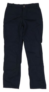 Tmavomodré plátěné chino kalhoty H&M