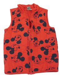 Červená tepláková prošívaná vesta s Mickeym Disney