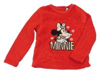 Červená chlpatá domáceá mikina s Minnie Disney