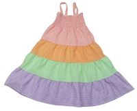 Farebně pruhované krepové žabičkové šaty Shein