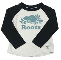 Bielo-čierne tričko s logom Roots