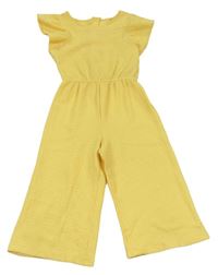 Žlutý vzorovaný kalhotový culottes overal Primark