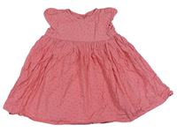 Korálové plátenné šaty so srdiečkami zn. Mothercare