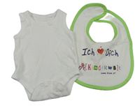 2set - Bílé body + bílo-limetkový bryndák s nápisem