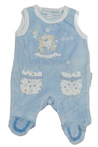 Světlemodré sametové dupačky s medvídkem Nursery Tim 