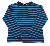 Tmavomodro-azurové pruhované triko H&M