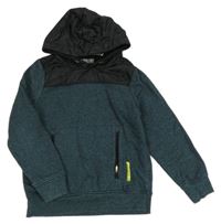 Modro-černá melírovaná mikina s kapucí 