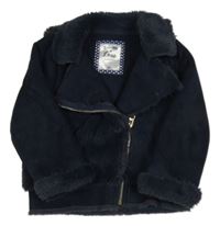 Tmavomodrý kožešinovo/semišový křivák F&F