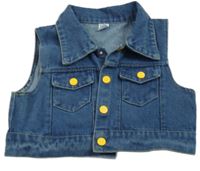 Modrá rifľová crop vesta Shein