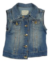 Modrá rifľová vesta Zara