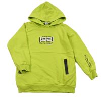 Limetková mikina s nápisom a kapucňou Tu