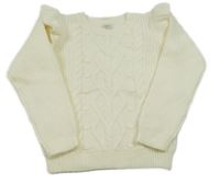 Smetanový vzorovaný vlněný svetr s volánky F&F