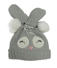 Nové - 2set - Šedá pletená čepice se sovou + rukavice Tu