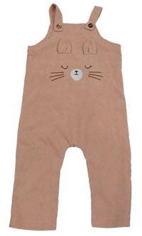 Starorůžové žebrované laclové kalhoty se zajíčkem 