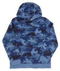 Modro-tmavomodrá vzorovaná mikina s kapucňou George