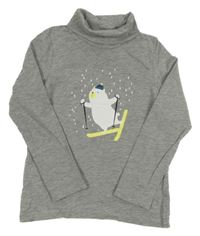 Sivé melírované tričko s medvedíkom a rolákom Lupilu