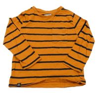 Oranžovo-tmavomodré pruhované triko s kapsou Mayoral 