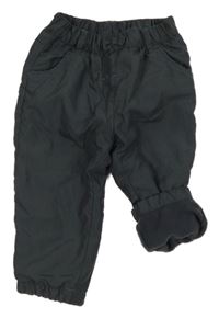 Tmavošedé šusťákové podšité kalhoty Topomini 