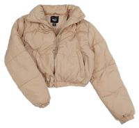 Světlerůžová šusťáková prošívaná crop zimní bunda New Look