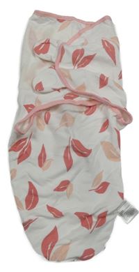 Bílo-růžová zavinovací deka s listy 