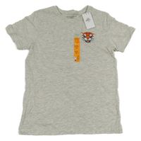 Nové - Sivé melírované tričko s tigrom Primark