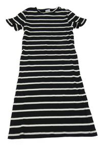 Čierno-biele pruhované rebrované dlhé šaty Page one young